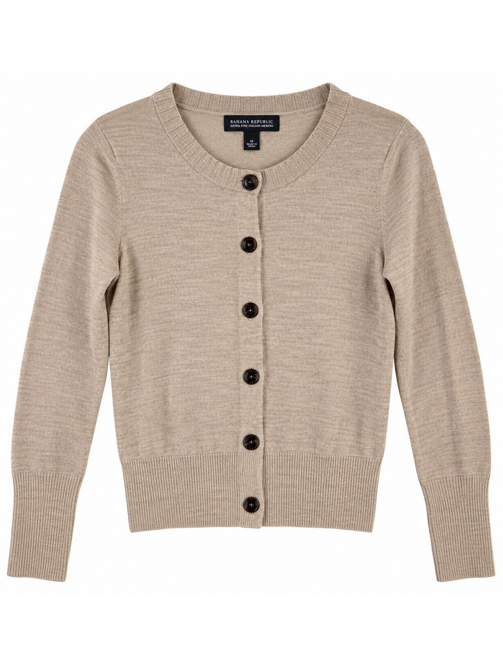 Banana Republic Women M Italian Merino Wool Cardigan Sweater Beige Button 2009